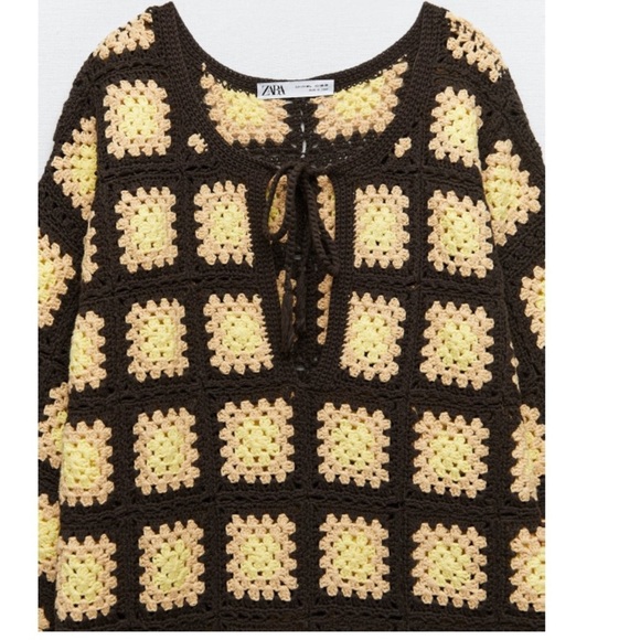 Limited Edition Zara Mini Crochet Knit Boho Mini Floral Limited Edition Dress - Picture 10 of 11